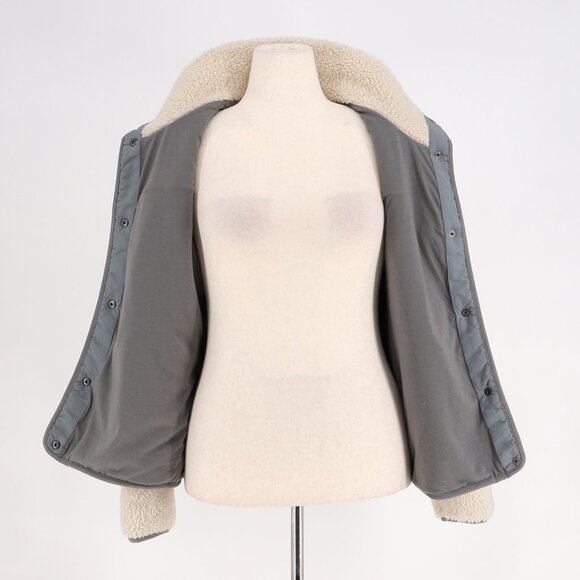 L.L.BEAN Women's Bean's Sherpa Fleece Jacket Stand Collar Oatmeal Beige Size L - Picture 7 of 9